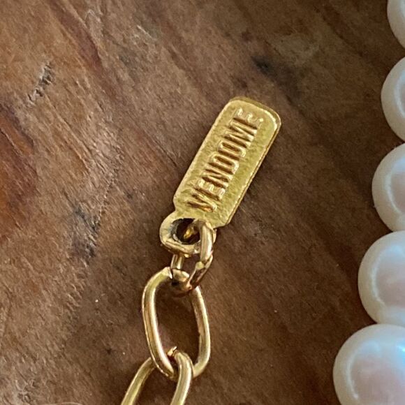 💛 Vintage Vendome Pearl & Rhinestone Necklace - Picture 4 of 6